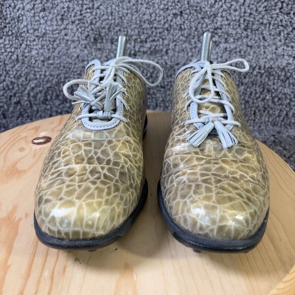 FootJoy Tailored Collection Golf Shoes Womens 8 Leather Croc Print Spikeless - Picture 2 of 8